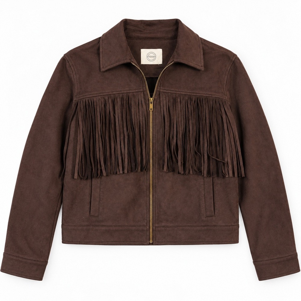 Western Fringe Faux Suede Fringe Zip Up Jacket Small Cowgirl Cowboy Festival